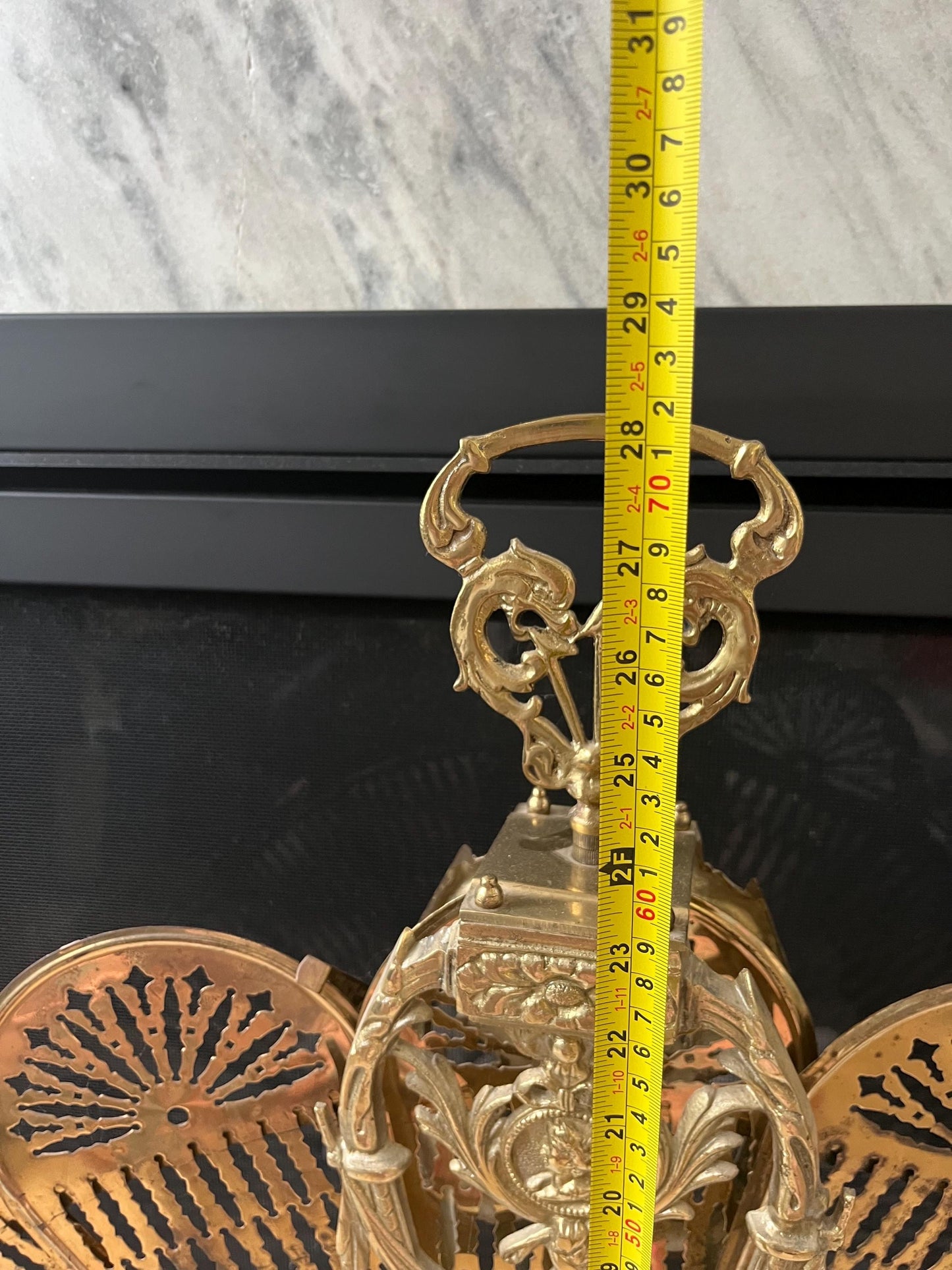 Vintage Brass Fireplace Peacock Fan Screen