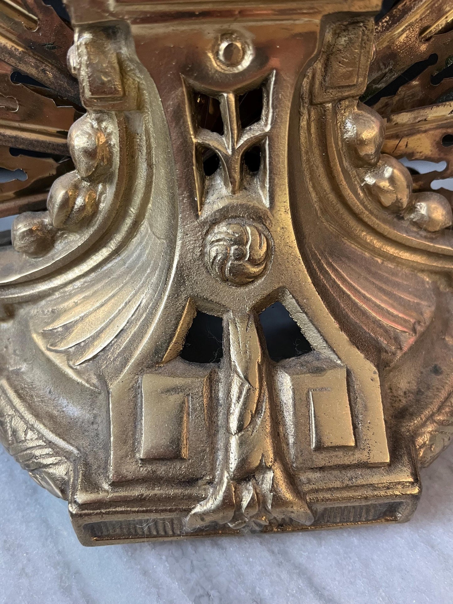Vintage Brass Fireplace Peacock Fan Screen