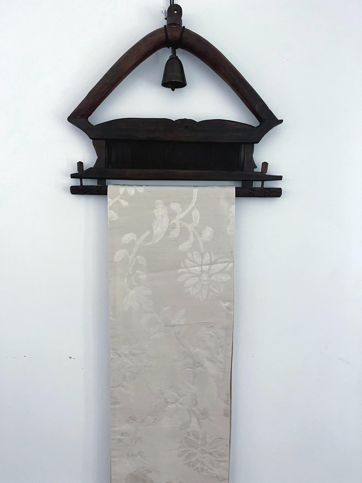 Thai Wood Frame Hanger with a Bell and Silk Cloth