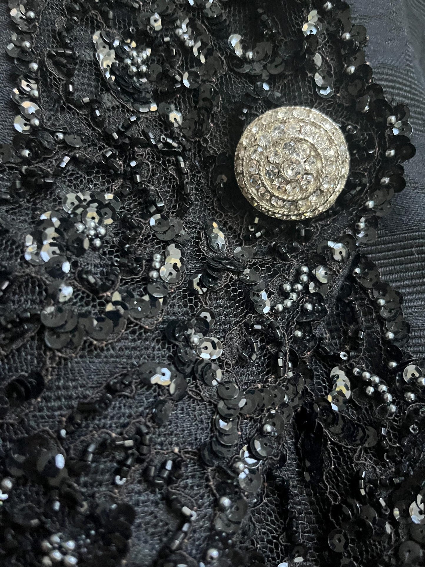 Vintage Julie Duroche By After Five Sequin Elegant Jacket Top Black Size 10