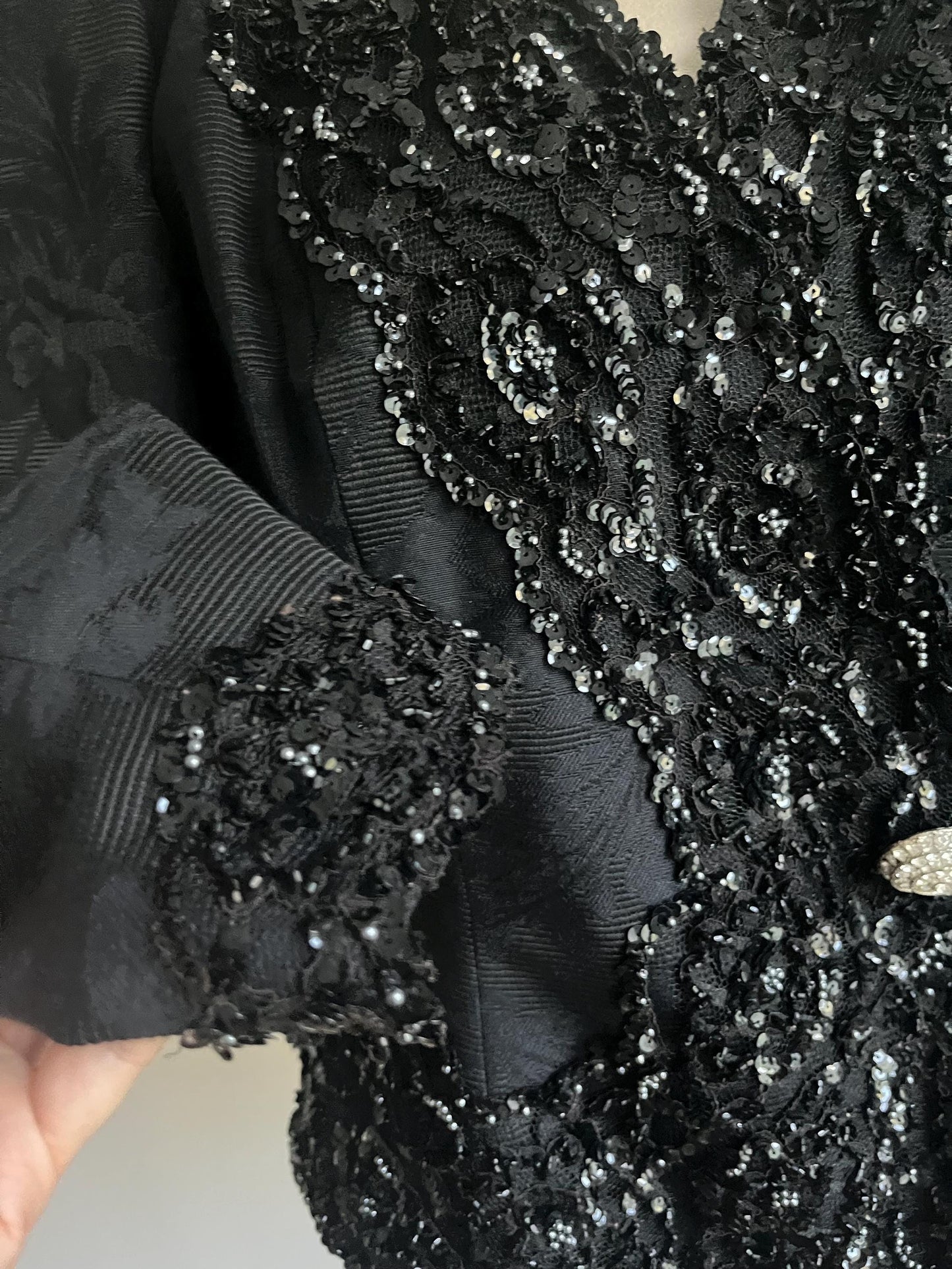 Vintage Julie Duroche By After Five Sequin Elegant Jacket Top Black Size 10