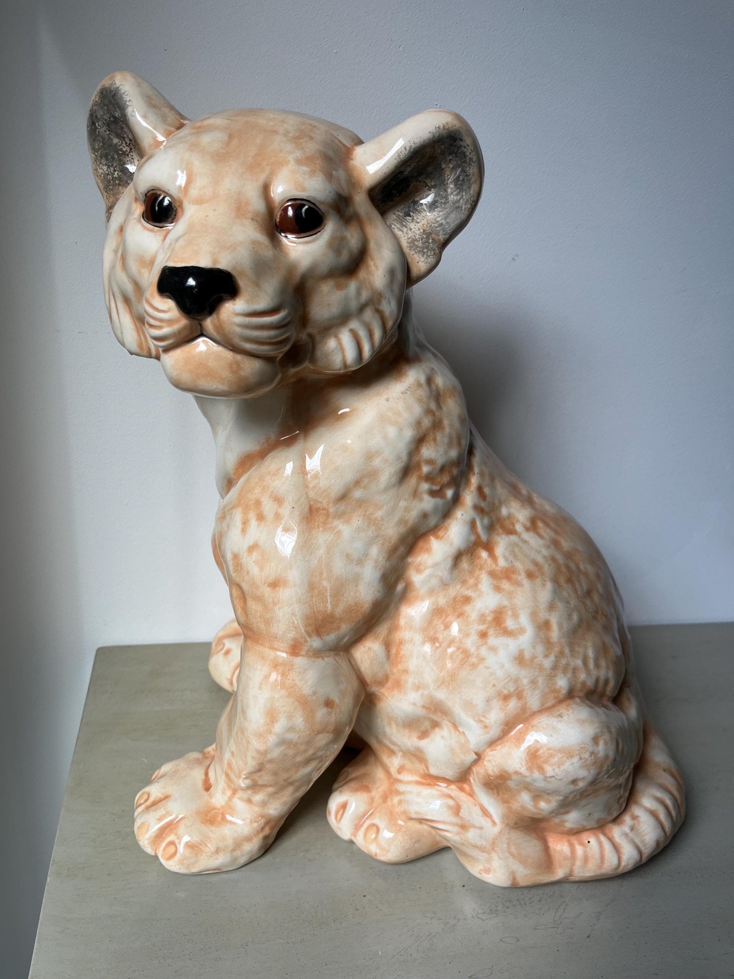 MCM Vintage Lifesize Ceramic Lion Cub