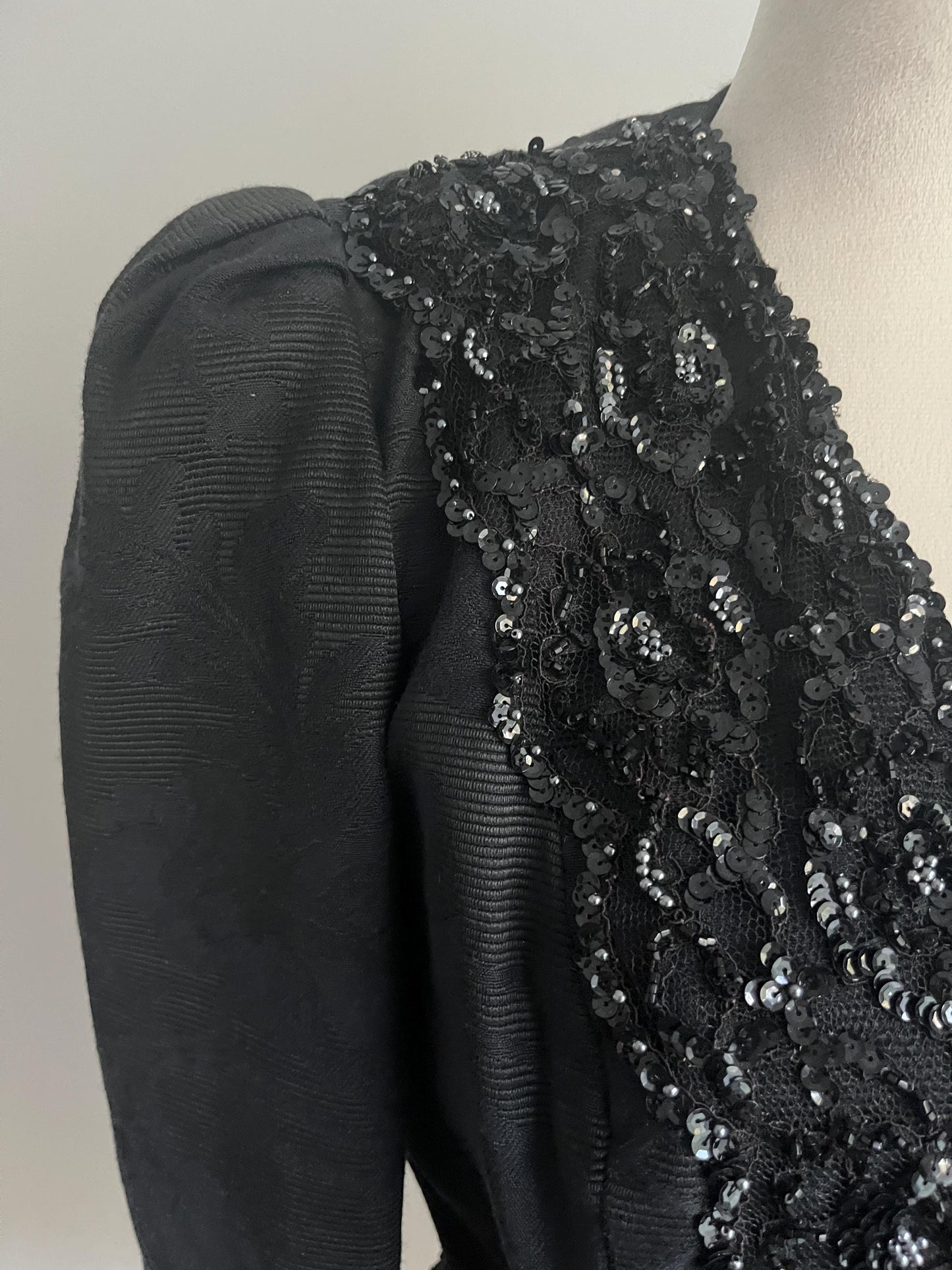 Vintage Julie Duroche By After Five Sequin Elegant Jacket Top Black Size 10