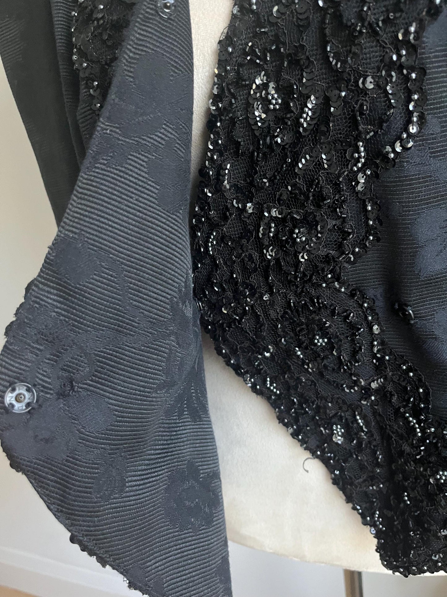 Vintage Julie Duroche By After Five Sequin Elegant Jacket Top Black Size 10