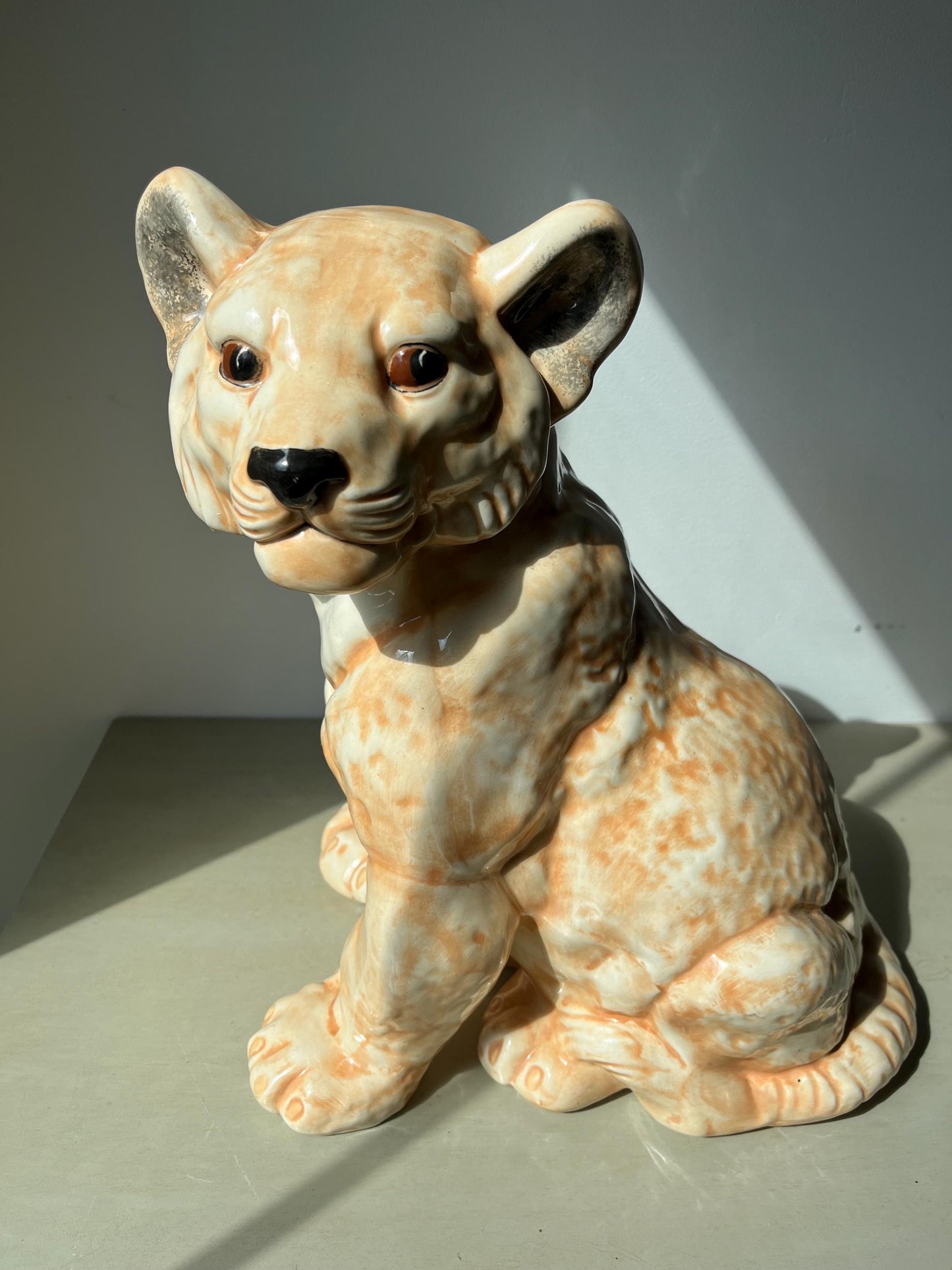 MCM Vintage Lifesize Ceramic Lion Cub