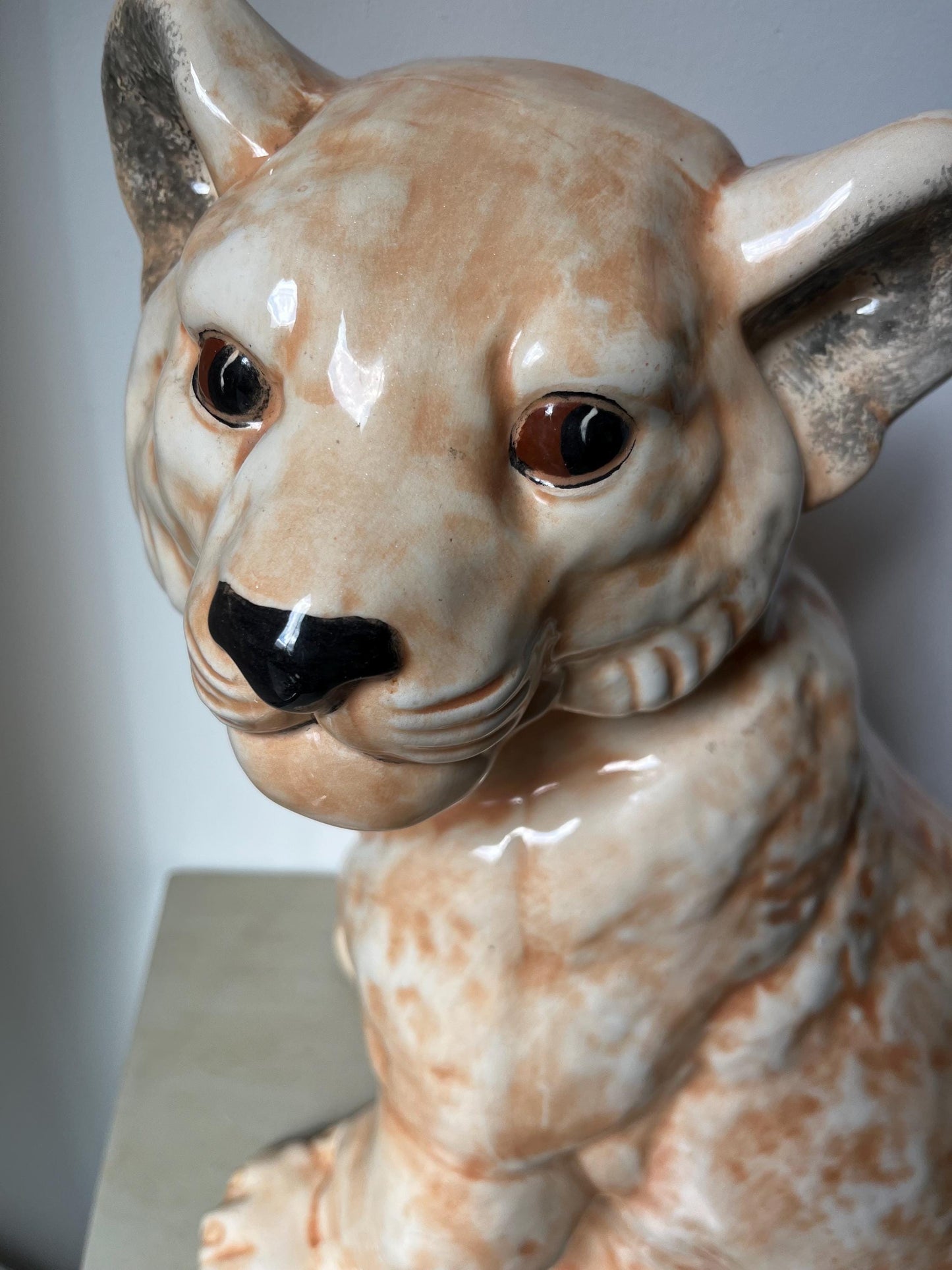 MCM Vintage Lifesize Ceramic Lion Cub