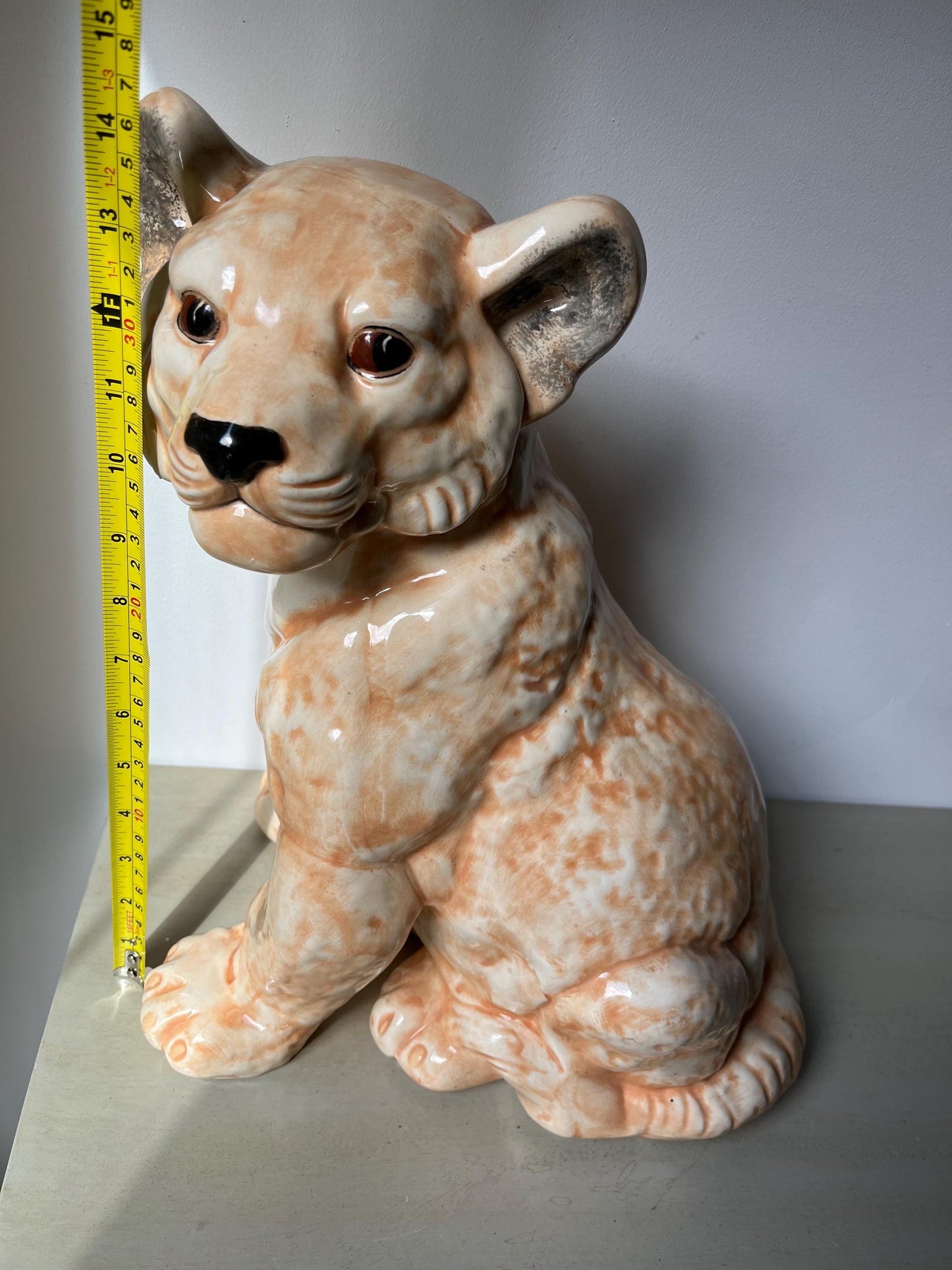MCM Vintage Lifesize Ceramic Lion Cub