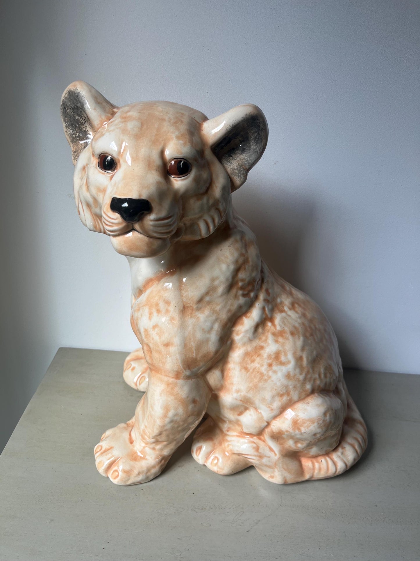 MCM Vintage Lifesize Ceramic Lion Cub