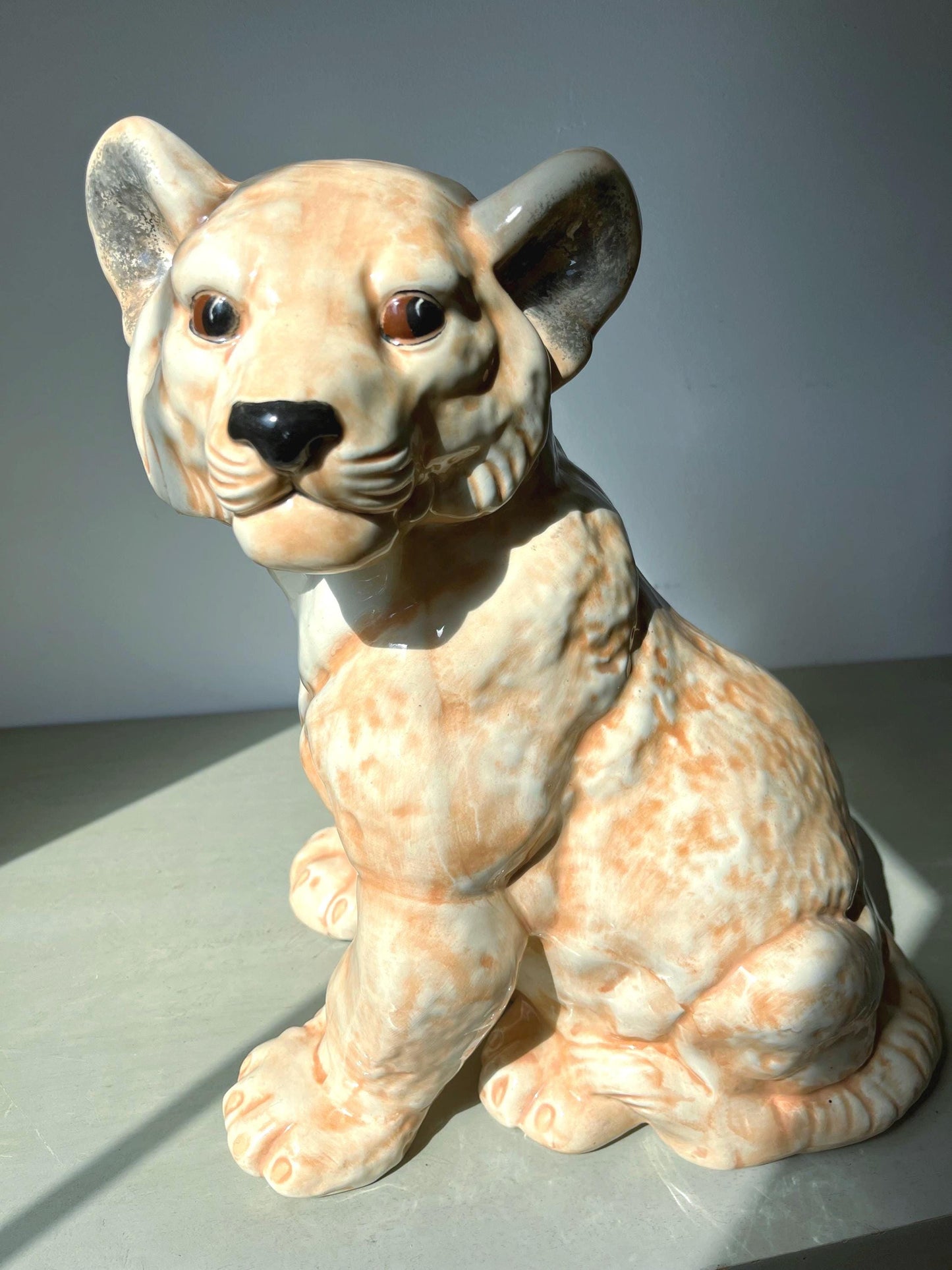 MCM Vintage Lifesize Ceramic Lion Cub