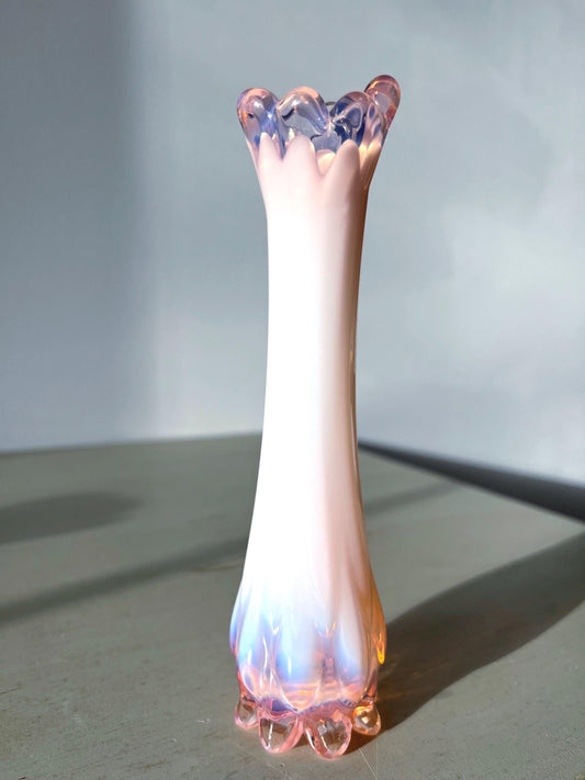 Vintage Fostoria Glass Pink Opalescent Bud Vase