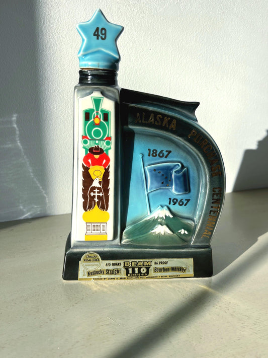 Vintage Jim Beam Alaska Purchase Centennial Whiskey Decanter 1967